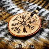 Viking pendant with viking compass vegvísir symbol