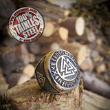 Anillo acero inoxidable símbolo valknut runas futhark