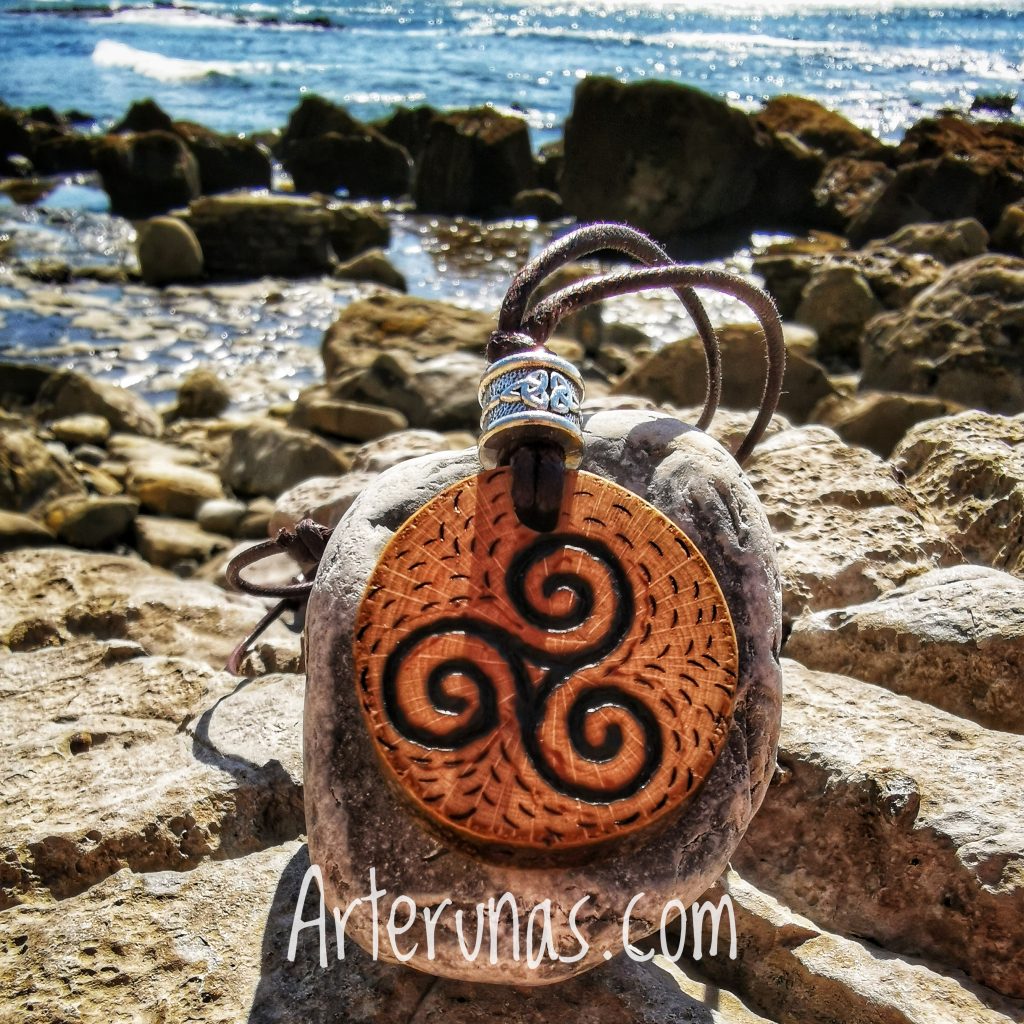 Triskelion Pendant Wooden Amulet Triskele Wood Pendant Necklace