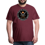 Camiseta prémium hombre | Team Blacksmiths weapons The Northern Black Forge - rojo bordeaux salpicado