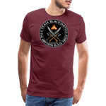 Camiseta prémium hombre | Team Blacksmiths weapons The Northern Black Forge - rojo bordeaux salpicado