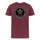 Camiseta prémium hombre | Team Blacksmiths weapons The Northern Black Forge - rojo bordeaux salpicado